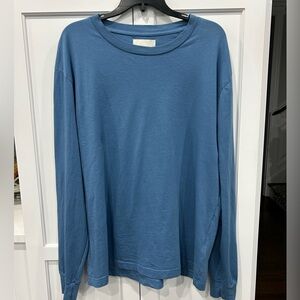 Citizens of Humanity NEW Long Sleeve T-Shirt In Solid Blue Cotton